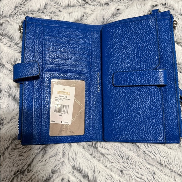 Michael Kors Blue Leather Wristlet - Picture 2 of 5